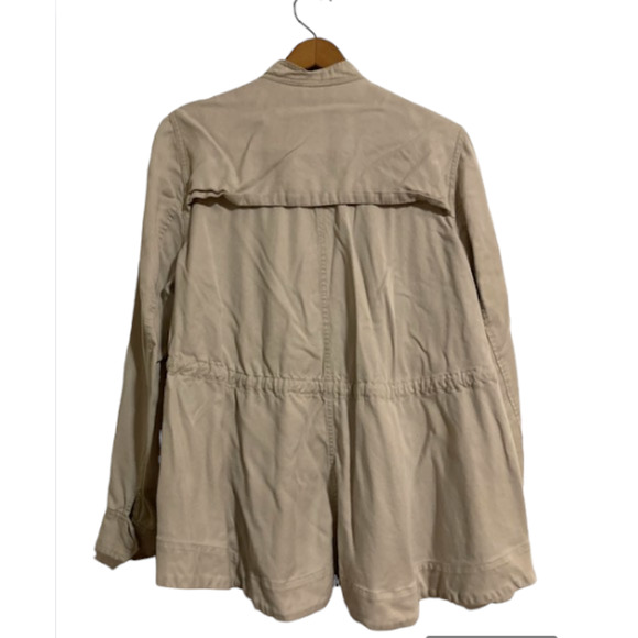 Beige Drawstring Draped Coat - Silence & Noise - Tan Cinched Jacket - Picture 6 of 9